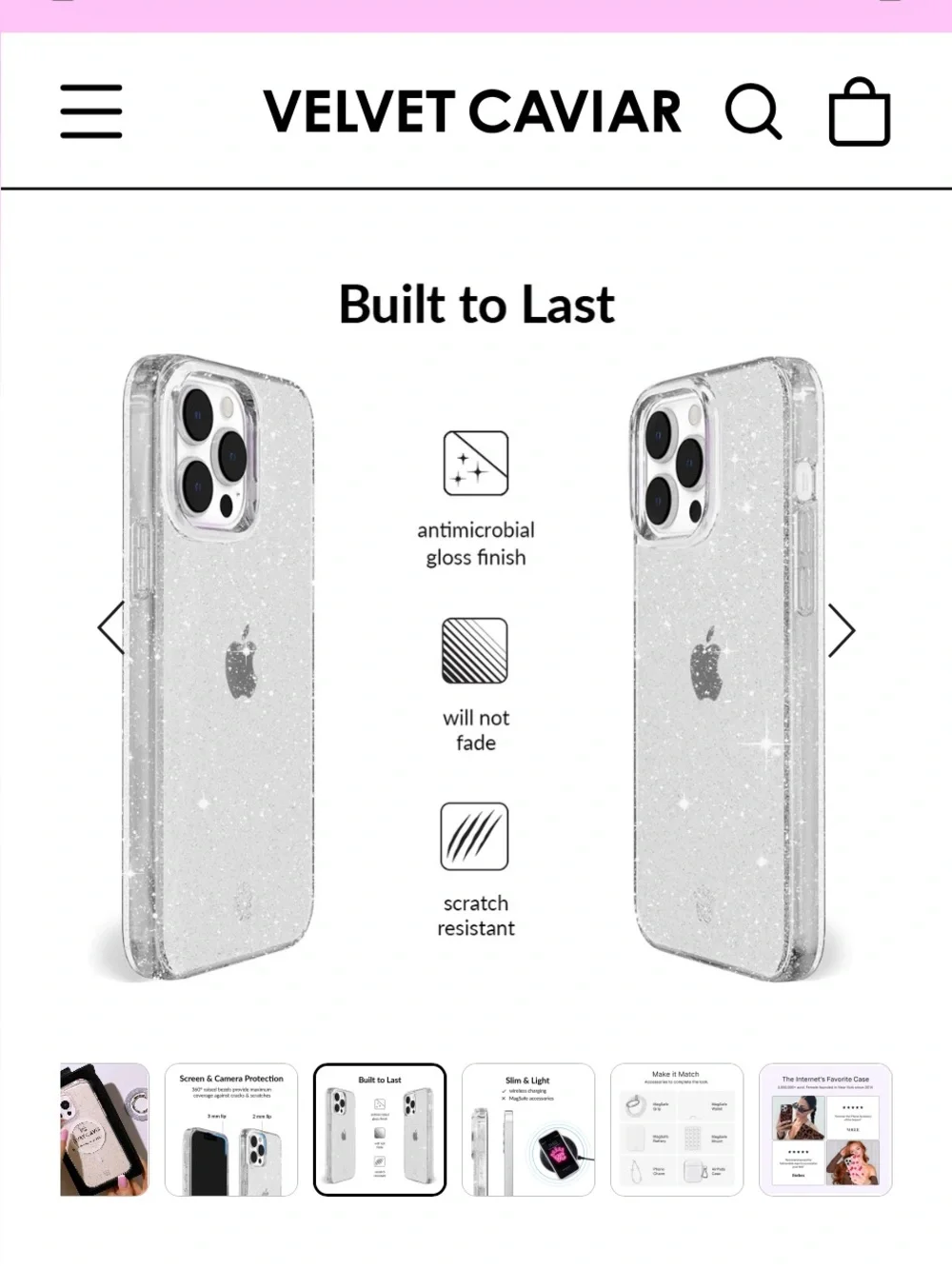 Velvet caviar iPhone 14 Pro clear stardust case